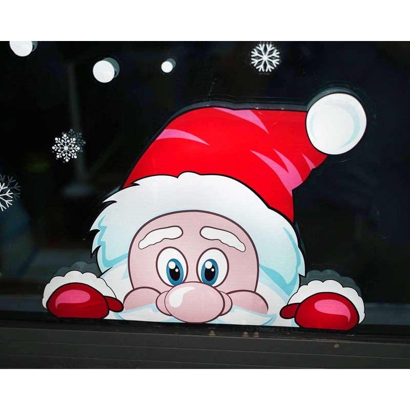FINGOOO Christmas Window Stickers, Peeping Santa and Rudolph Window Clings