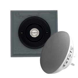 Modern Living Square Wireless Doorbell in Grey Ash and Black - Chrome Centre - Plug in F5R-Recordable