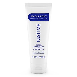 Native Whole Body Deodorant Cream Contains Naturally Derived Ingredients, Deodorant for Women & Men | 72 Hour Odor Protection, Aluminum Free with Coconut Oil and Shea Butter | Unscented | Native