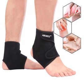 Ewtto Tobillera, Transpirable, Neopreno, Estabilizador de tobillo ajustable de 2 piezas, Soporte de tobillo de compresión Correa protectora elástica para deportes, danza, pie, soporte de arco, dolor de articulaciones, esguince de tobillo (Negro (G)