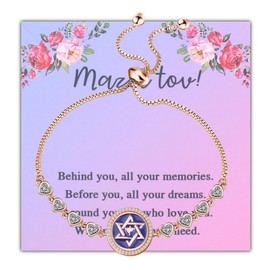 FEELMEM Bat Mitzvah Gifts for Girls Mazel Tov Congratulations Necklace Behind You All Your Memories Love Heart Gift (Mazel)