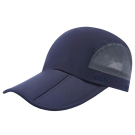 Bassdash Folding Fishing Baseball Cap UPF 50+ Water Resistant Outdoor Portable Brim Hats for Women Men Hiking Adjustable Navy Blue