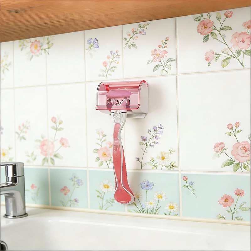 LUEXBOX 2 Pack Razor Holder with Cover for Shower Wall,