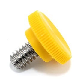 1/4"-20 x 3/8" Thumb Screw Stainless Steel - Yellow Knurled Round Plastic Knob - Standard/Coarse Thread Thumbscrew - Length: 0.375" - Proudly Built in USA - Package of (4)