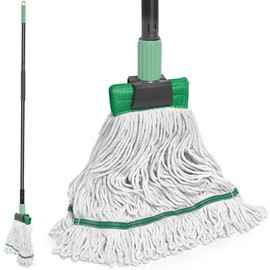 DALIPER Heavy Duty Mop for Floor Cleaning, Industrial Commercial Mop with 57.5 Inches Long Handle,Looped-End String Wet Cotton Mops for Garage, Warehouse, Workshop