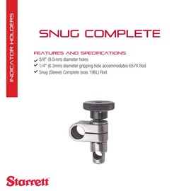 Starrett Complete Snug Assembly with Post Hole - 1/4" and 3/8" Holes - PT18724