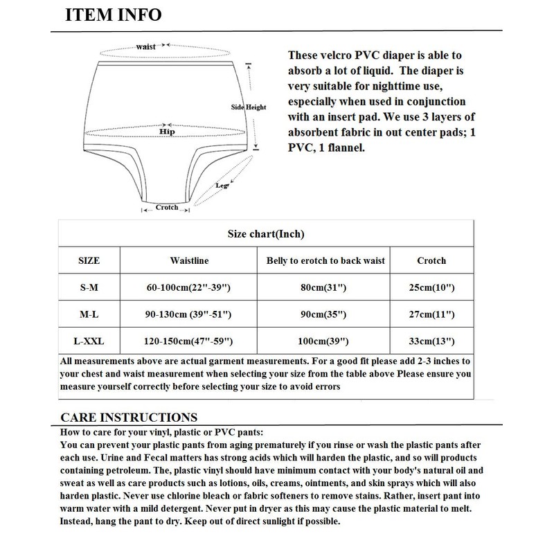 Haian Adult Baby Sissy Incontinence AIO PVC Diapers (Baby Pink,