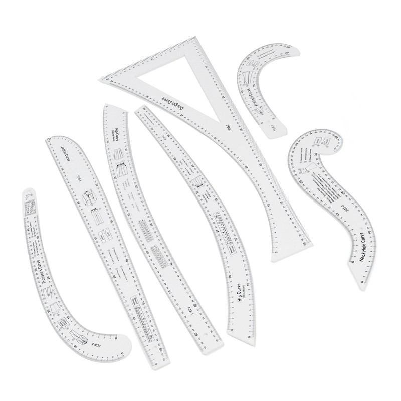 7Pcs Sewing Ruler Tailor Set Clear High Accuracy Scale Fashion