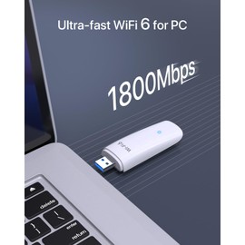 BrosTrend 1800 Mbit/s WiFi 6 WLAN Stick, AX1800 USB WLAN Adapter, Dualband 1201Mbit/s 5GHz + 574Mbit/s 2.4GHz, USB3.0 WLAN Empfänger für PC Laptop Desktop, 802.11ax, unterstützt NUR Windows 11/10