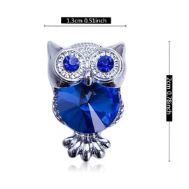 KVANU Elegant Silver Sparkly Crystal Owl Studs Earrings Cute Chic Glitter Rhinestone Animal Dangle Drop Earrings for Women Owl Lovers (Blue)