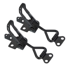 PATIKIL Toggle Latch Clamp 4001 Style, 2 Pcs Carbon Steel Adjustable Toggle Clamps Quick Release Smoker Pull Hasp Latches with Lock Hole 220Lbs Bearing for Box Lid Jig, Black