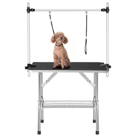 NicBex 36 Inch Pet Grooming Table for Medium/Large Dogs,Adjustable Height,Portable Trimming Table Drying Table,Heavy Duty Pet Grooming Table with Arms, Nooses, Mesh Tray,Black
