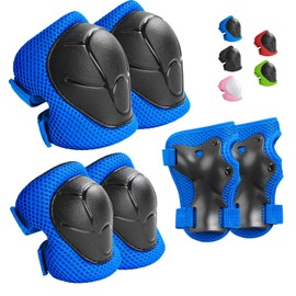 Kids Protective Gear Set Wemfg Knee Pads for Kids 7-13 Years Toddler Knee and Elbow Pads with Wrist Guards 3 in 1 for Skating Cycling Bike Rollerblading Scooter(Blue)