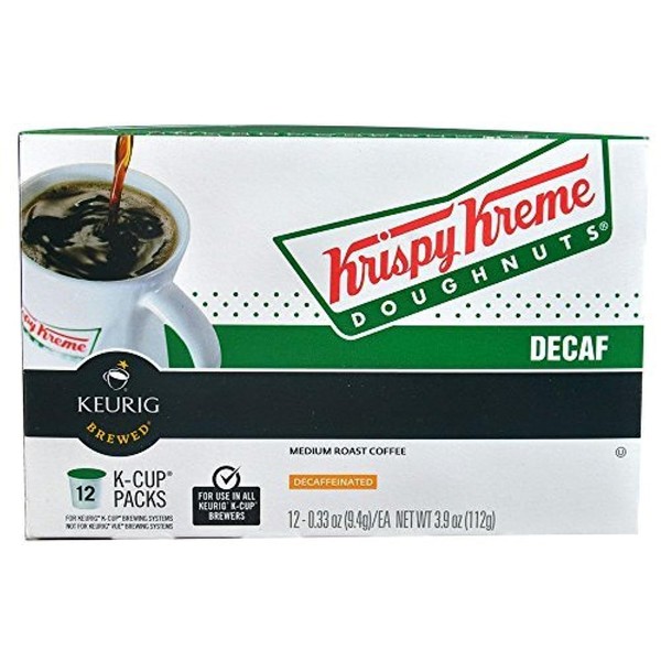 Krispy Kreme, K-Cup Single Serve Coffee, 12 Count, 3.9oz Box (Pack of 3) (Choose Flavors Below) (Decaf Medium Roast)