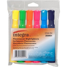 Integra 30001 Desk Highlighter, Chisel Tip, 6 Color/ST, Assorted