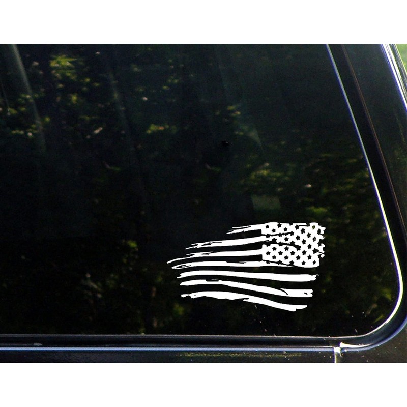 Tattered American Flag Distressed Vinyl Decal Sticker Ripped Torn USA