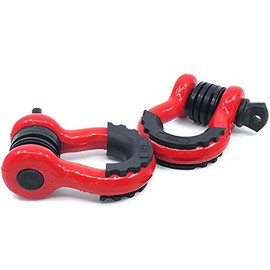 GearAmerica Heavy Duty D-Ring Shackles – 58,000 lbs Capacity –Tow Shackle, 7/8" Pin & Washers – Securely Connect Tow Strap or Winch Rope for Off-Road Recovery – Red, 2-Pack