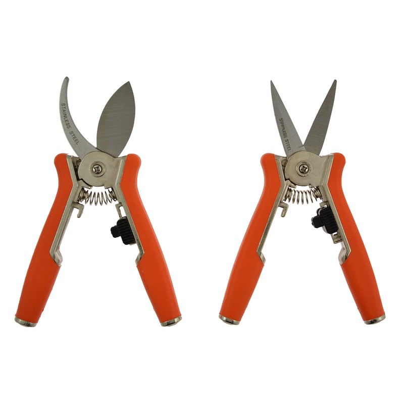 Green Jem Compact Straight Bypass Pruner, Orange, 15x4.5x1.5 cm