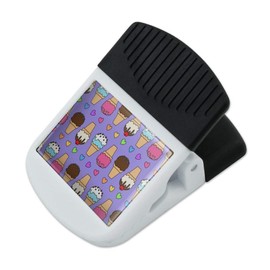 Ice Cream Pattern with Rainbow Hearts Refrigerator Fridge Magnet Magnetic Hanging Hook Note Snack Clip