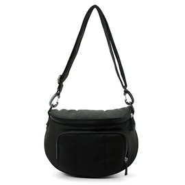 WOOMADA Puffy Crossbody Bag Bum Bag for Women, Fanny Pack Purse, Belt Bag with Shoulder Strap(black)