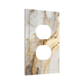 ukutarly White Gold Marble Outlet Covers Light Switch Cover Wall Plate Decorative Grey Golden Electrical Switchplate Faceplate for Bathroom Kitchen Bedroom(Plastics)