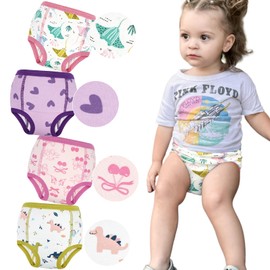 MooMoo Baby Absorbent Potty Training Underwear 4 Packs Cotton Training Pants for 3T