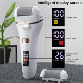 Electric Foot Grinder with LED Light Callus Remover Dead Skin Remover with Digital Display Foot Care Machine Pedicure Tool with 2 Grinding Heads 2 Adjustable Speeds