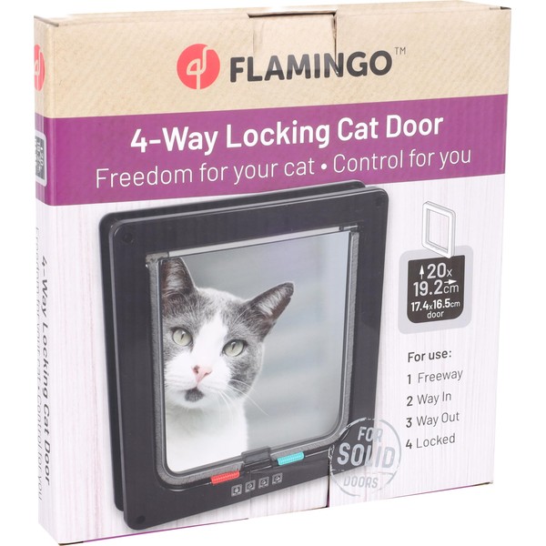 Flamingo Tami Cat Flap 4 Positions Black - Compatible with