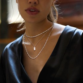 925 Sterling Silver Necklace Italy Figaro Link Chain for Men Thin Chain Jewelry Layering Necklace Cord