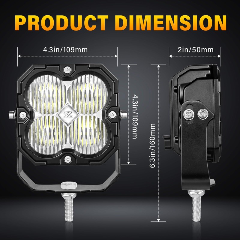Willpower 2 Pieces 4 inch 30W LED Work Light with