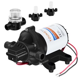 YOUNGTREE 12V DC RV Water Diaphragm Pump 3.5 GPM 45PSI, 12Volt Self-Priming Fresh Water Pressure Pump with Pressure Switch for RV Camper Boat Home Off-Grid