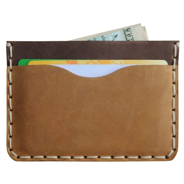 Tan Brown and Dark Brown Leather Wallet. Credit Card Case,