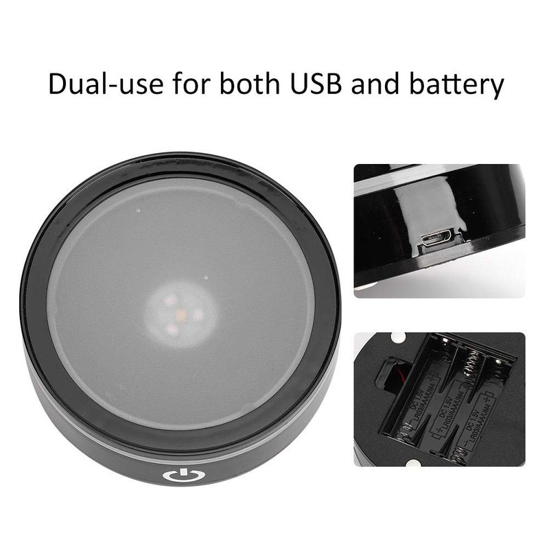 3D Crystal LED Light Base Black Flat Touch Multi Mode