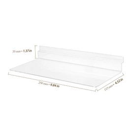 HEIHAK 20 Pack Clear Acrylic Slatwall Shelves 4.5 x 10 Inch - Wall Mounted Panel Accessories for Shoe Stores, Home Organization & Retail Display