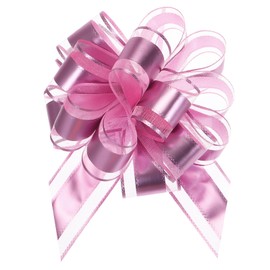 uxcell 12pcs 9 Inch Extra Large Pull Bow Metallic Gift Wrapping Bows Ribbon Organza Pink for Wedding Baskets Presents Christmas Party