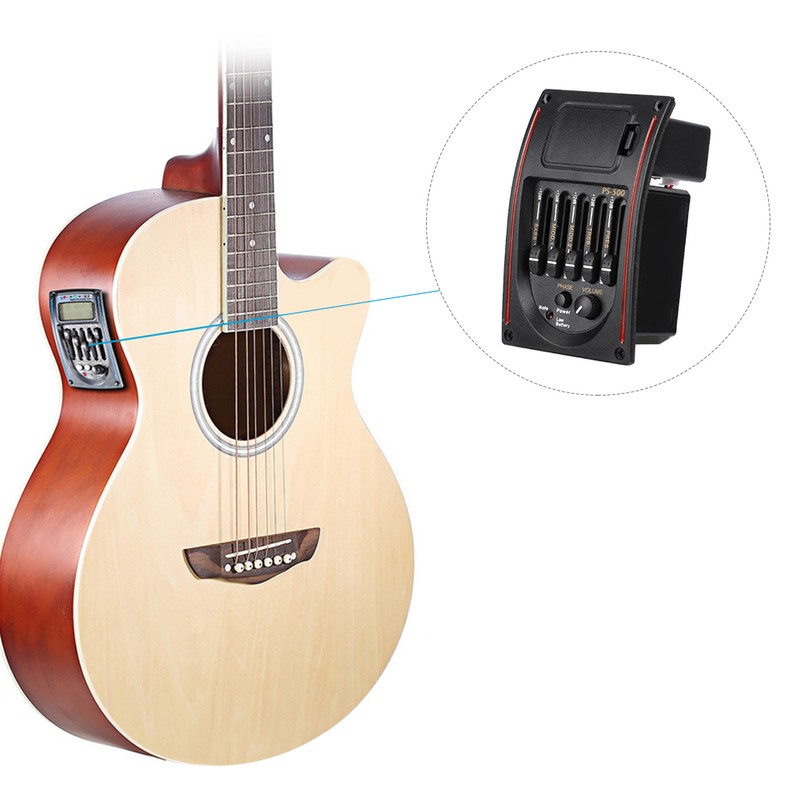 5 Band Acoustic Electric Guitar Preamp EQ Equalizer Pickup Tuner