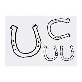 4 x 'Metal Horseshoe' Temporary Tattoos - Water Resistant, Skin-Safe, Non-Toxic Transfers, Mixed Sizes (TO00052839)