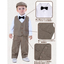 TickElf Boy's Formal 6-Piece Set with Hat, Gentleman-Style 90-110 Children's Clothing, Kids Clothing, Suit Set, Western Baby Clothing, Kindergarten Entrance Ceremony, Graduation Ceremony,
