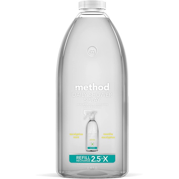 Method Daily Shower Spray Cleaner Refill, Eucalyptus Mint, 68 Ounce, 6 pack, Packaging May Vary