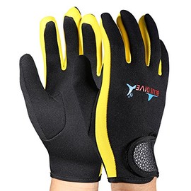 Diving Gloves, 1Pair/Set 3 Colors Diving Neoprene Gloves for Snorkeling Kayaking Surfing Water Sports (Black Yellow S)
