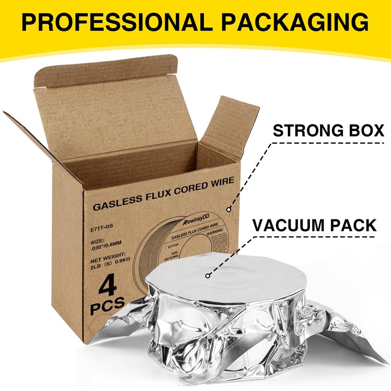 4 Packs 030 Flux Core Welding Wire, E71T-GS Gasless Mild