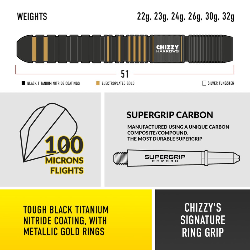 Harrows Dave Chisnall Chizzy Series 3 Player Dart Set I