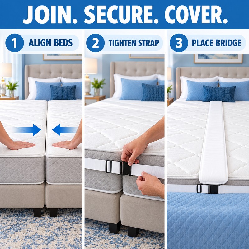 Twin to King Bed Bridge Converter Kit with 315 Inch
