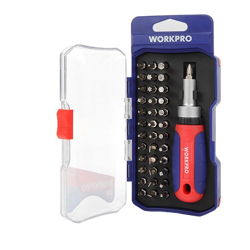 WORKPRO 38 Piece Screwdriver Set with Ratchet Handle 19 x