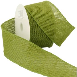 Morex Ribbon 125260-355 Burlap Wired Ribbon 2.5"X10yd-Moss, x 10 Yd, Moss
