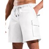 Haimont Mens Hiking Cargo Shorts 7 Inch Water Resistant Breathable Ripstop Stretch Nylon Travel Camping Fishing White S