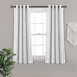 Lush Decor Hygge Stripe Window Curtain Panel Pair, 52" W x 63" L, Black & White