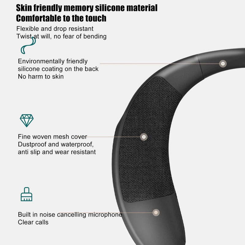 Neckband Bluetooth Speaker, 3D Stereo Sound 12H Playtime Clear Calls