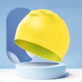 Hynhsun classic unisex silicone swimming cap for women and men, flexible, unisex, waterproof, intensive training, comfortable, anti-slip (yellow of lemon)
