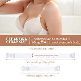 GUKOY Clear Invisible Bra Strap 4 Pairs (12mm)